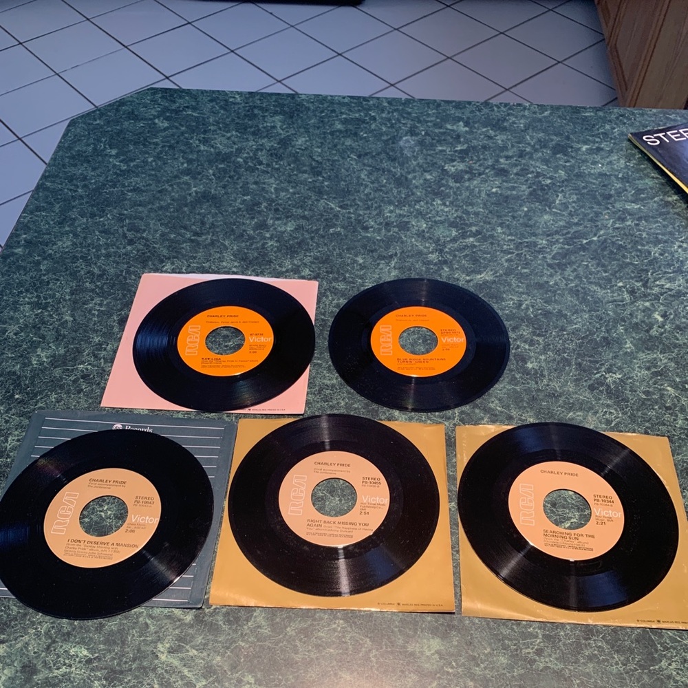 Lot of 5 Charley Pride 45 Records RCA.